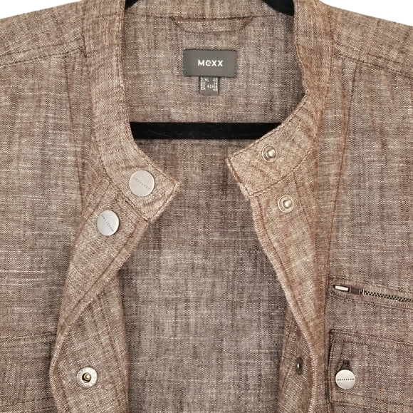 Mexx Brown Linen Jacket, US 12 - Picture 4 of 6